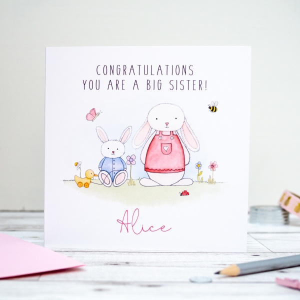 Personalised Handmade New Big Sister Card